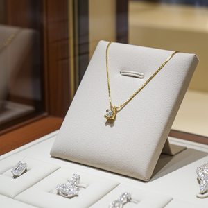 ciondolo punto luce in oro giallo 18k e diamante naturali 0,35 ct
