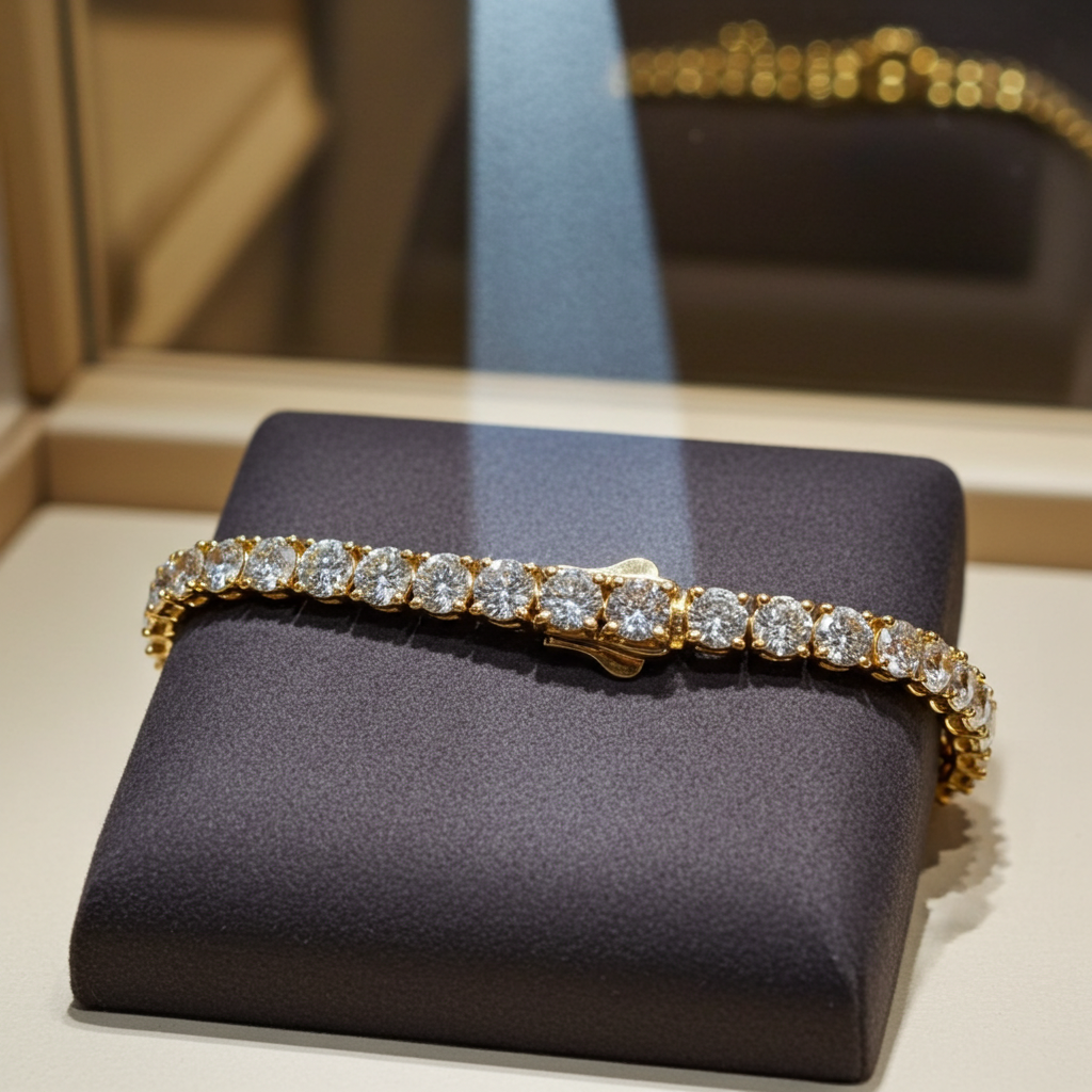 bracciale tennis in oro giallo 18k diamanti naturali 6,85ct