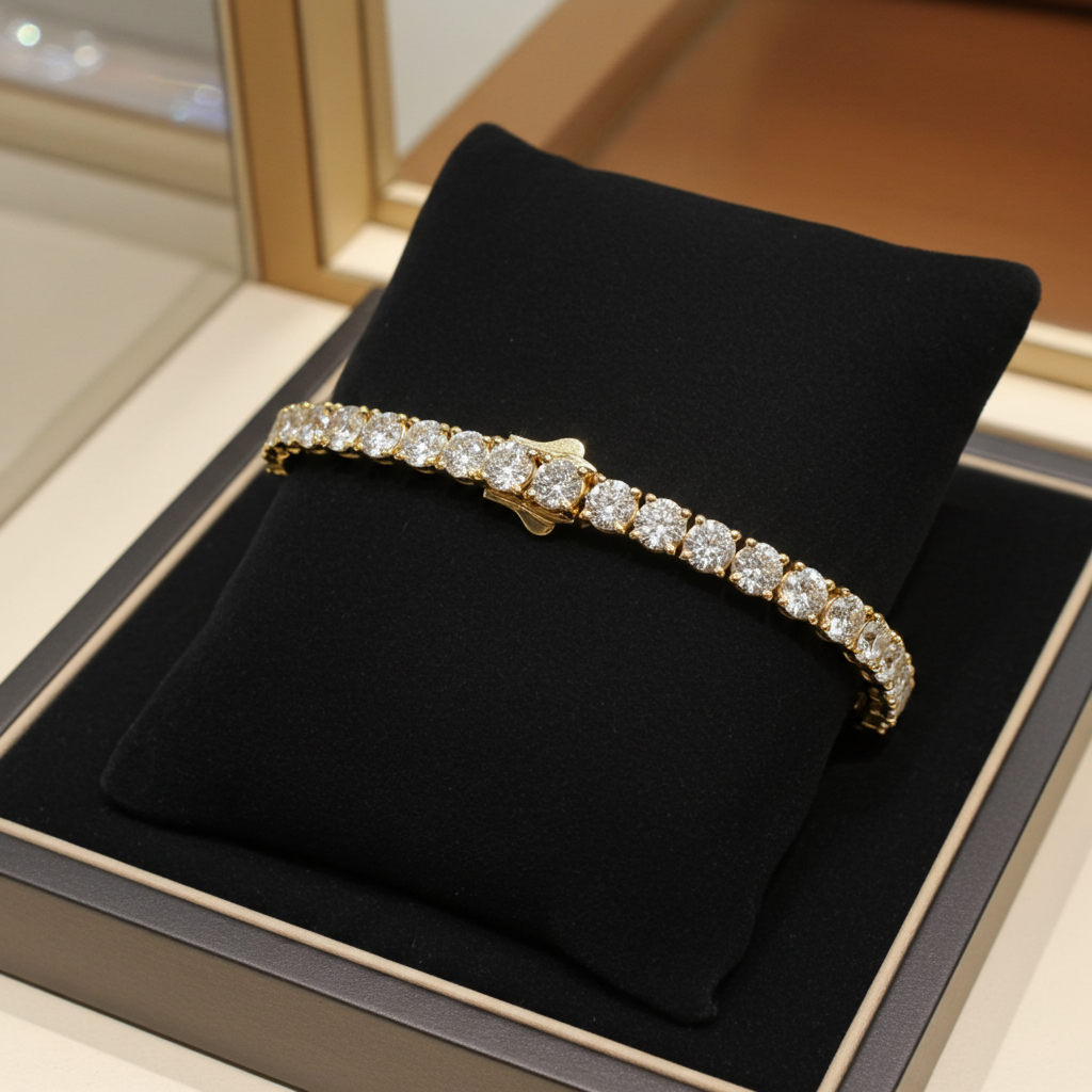 bracciale tennis in oro giallo 18k e diamanti naturali 5,40ct