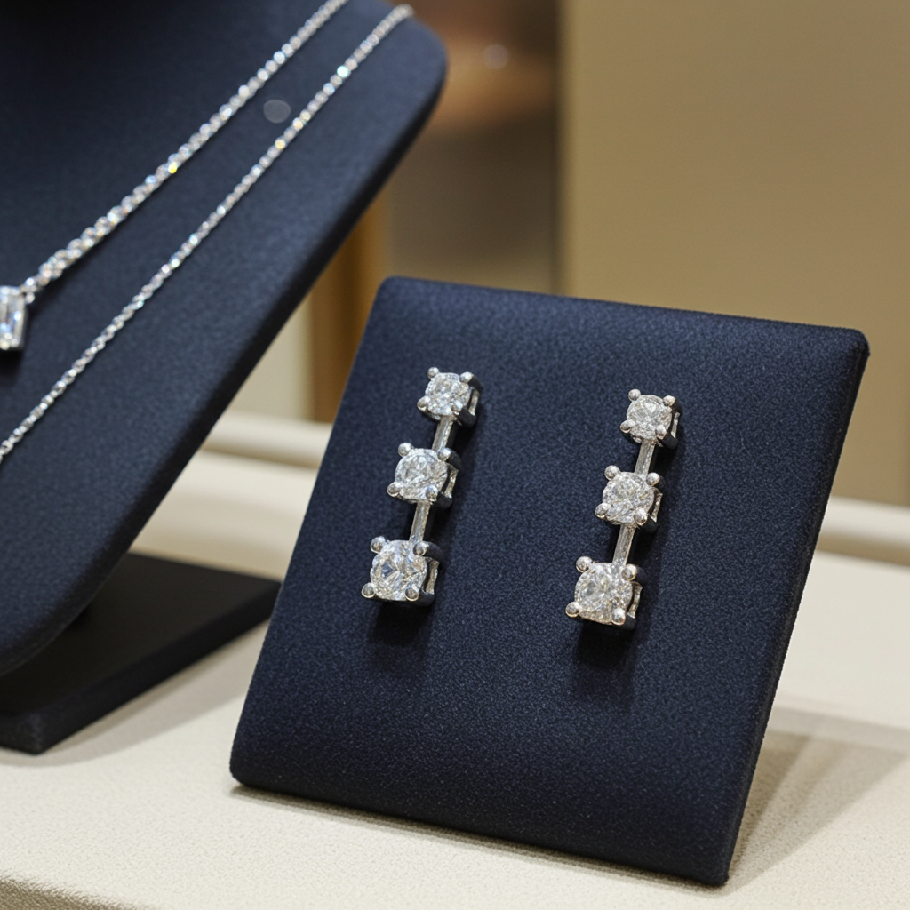 Orecchini punto luce trilogy in oro bianco e diamanti naturali 1.20ct