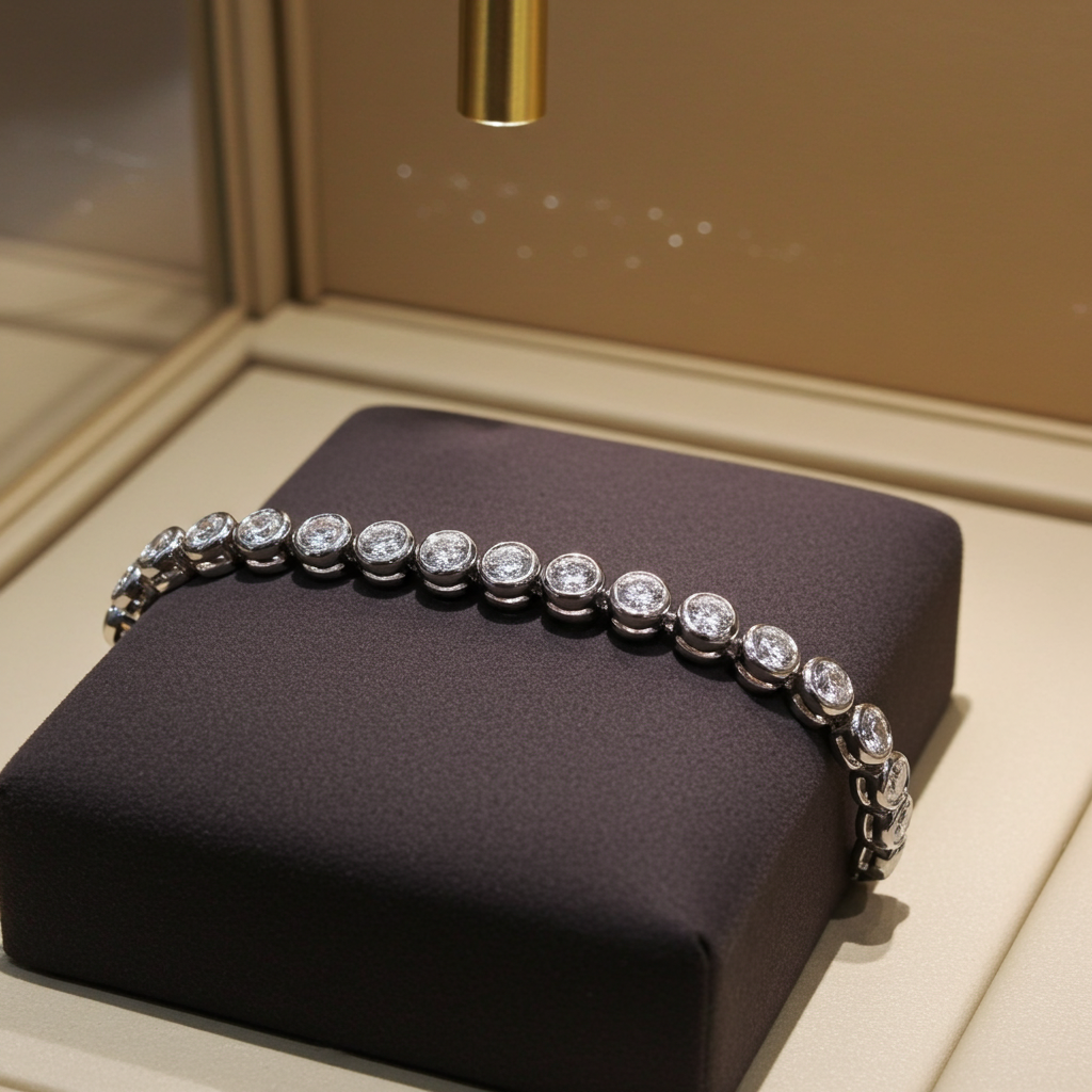 18k white gold tennis bracelet with onion-cut natural diamonds, 1.5 ct