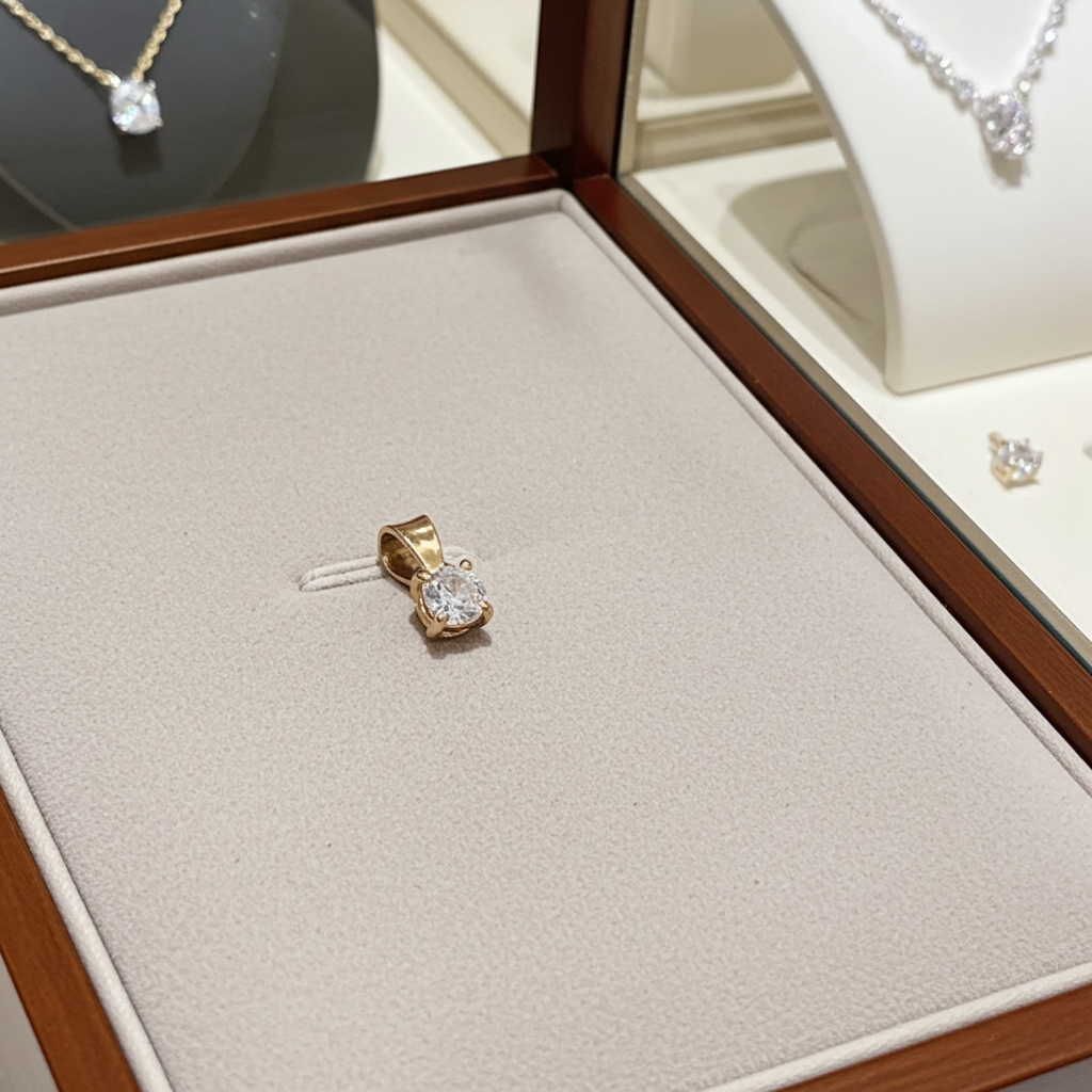 ciondolo punto luce in oro giallo 18k e diamanti naturale  0,10 ct