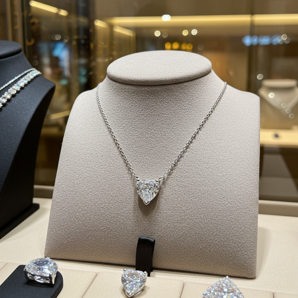 Collana punto luce in oro e diamante naturale cuore 0.44ct