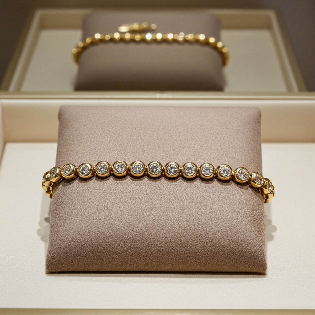 18k white gold tennis bracelet with onion-cut natural diamonds, 1.5 ct