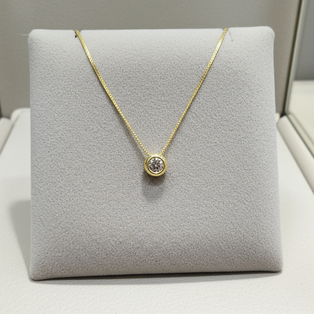 ciondolo punto luce a cipollina in oro bianco 18k e diamanti naturale  0,10 ct