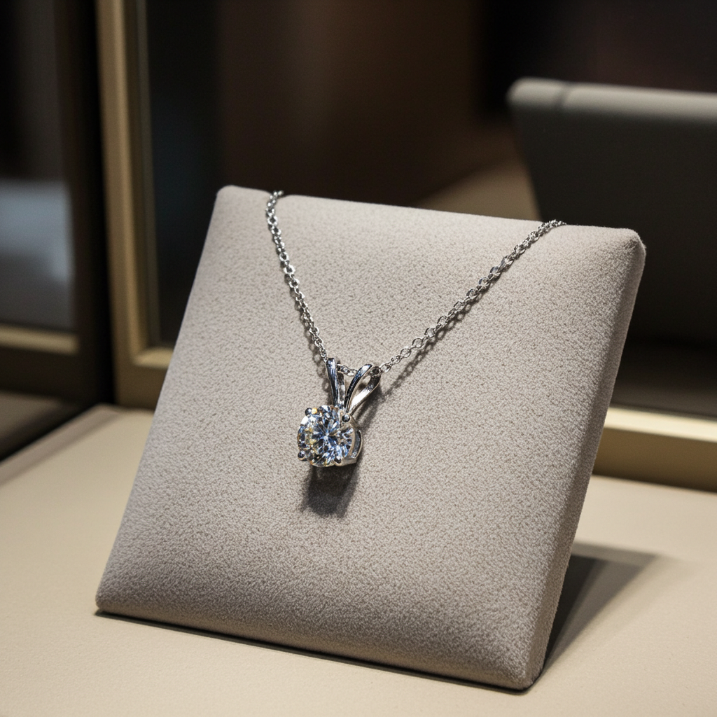 Collana con ciondolo - 18 carati Oro Bianco- 0.78ct. tw. Diamante