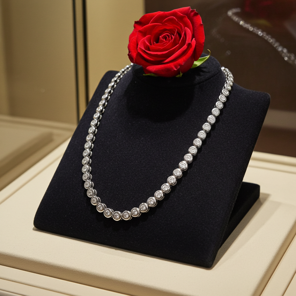Collana tennis a cipollina in oro e diamanti naturali 6.40ct