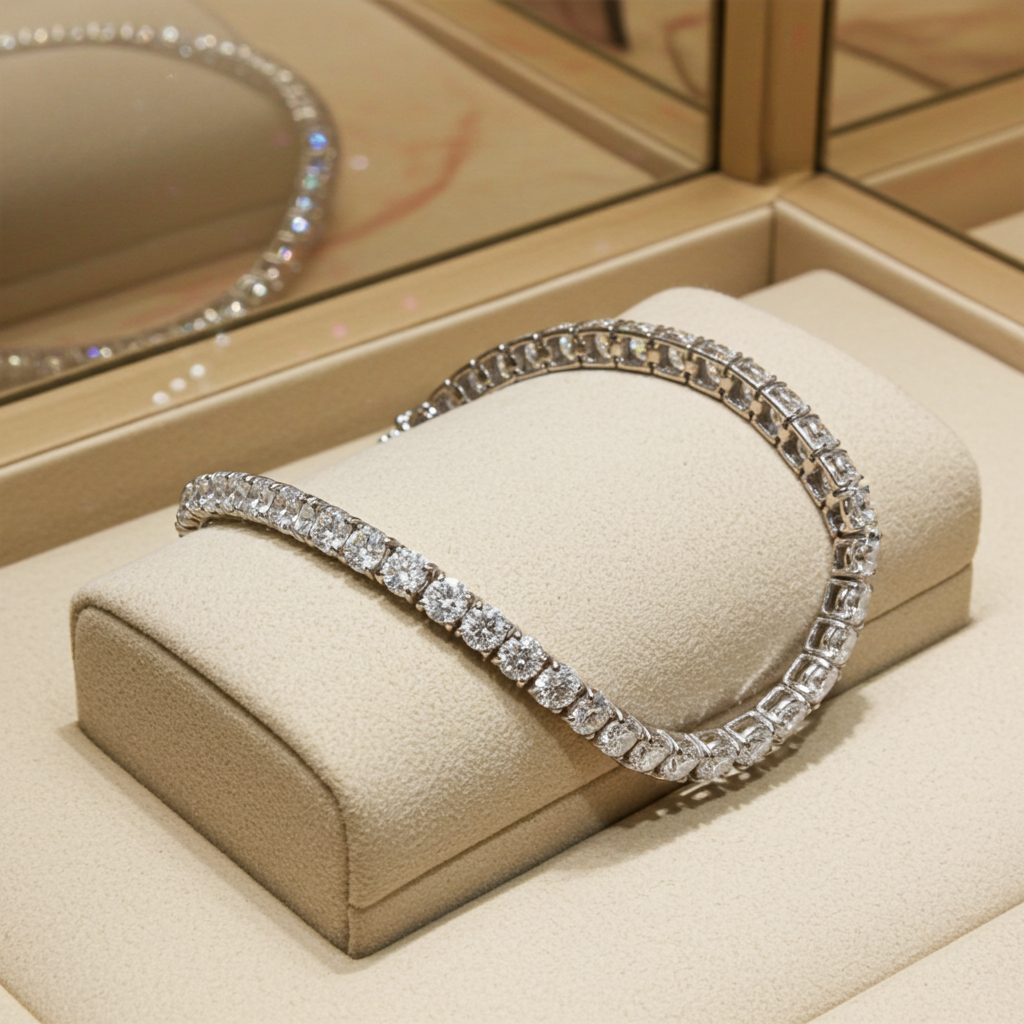 Bracciale tennis certificato HRD diamanti naturali 0,96 ct E VVS1