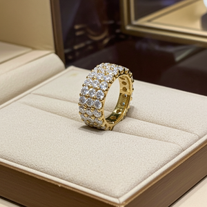 Anello veretta in oro giallo 18k e diamanti naturali 3.60ct