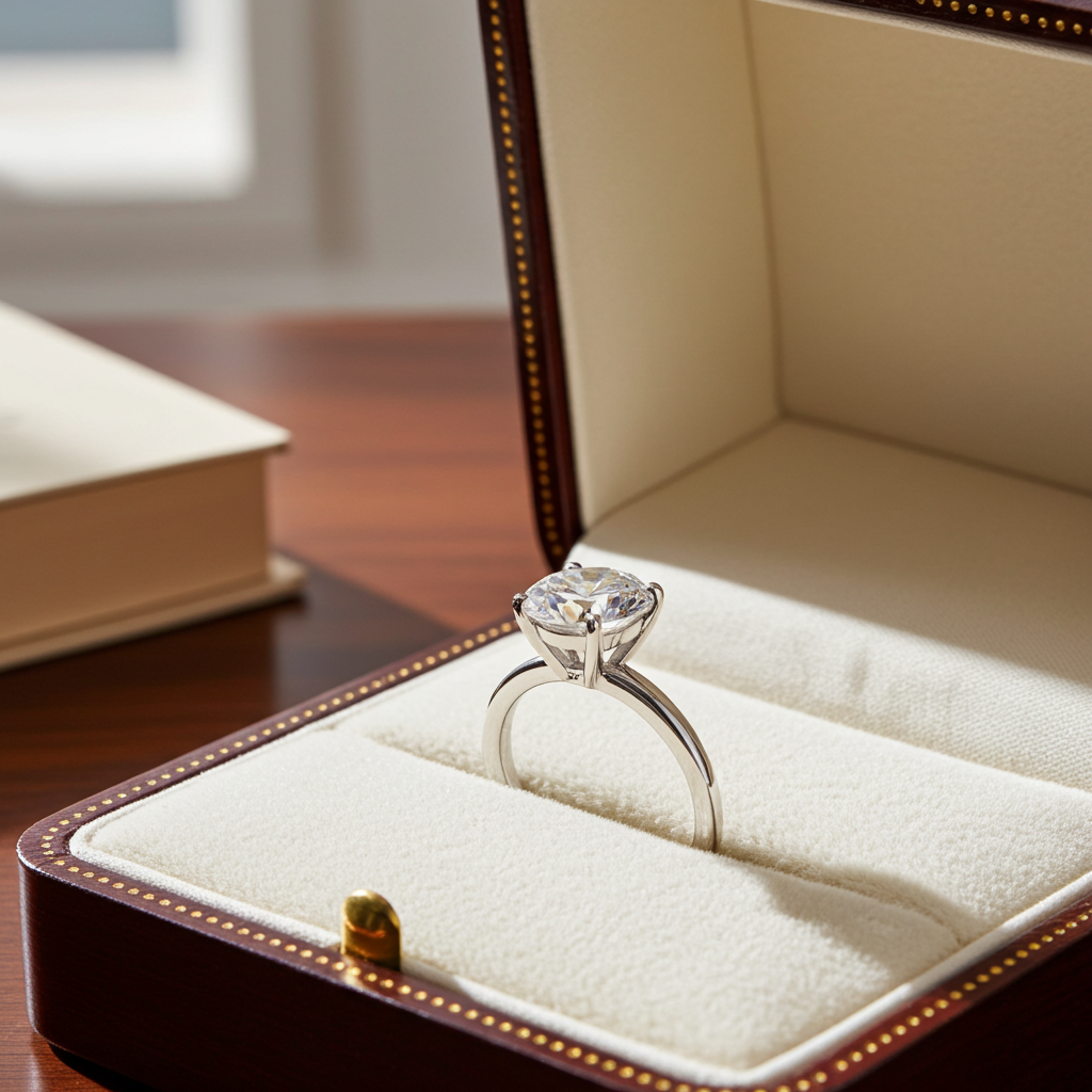 Anello solitario in oro bianco 18k e diamante naturale da 2.02 ct.  D IF