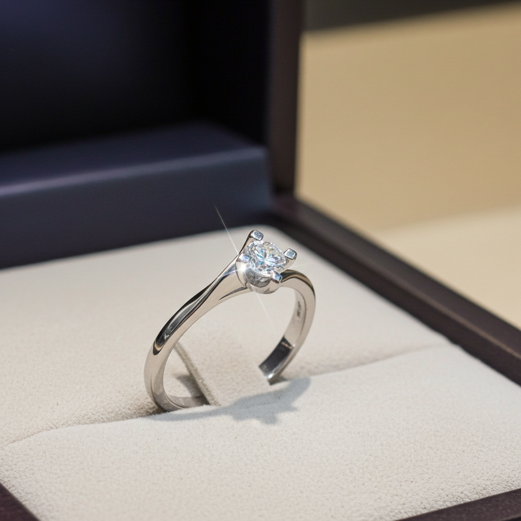 Anello solitario diamante naturale 0.25ct certificato IGI D IF