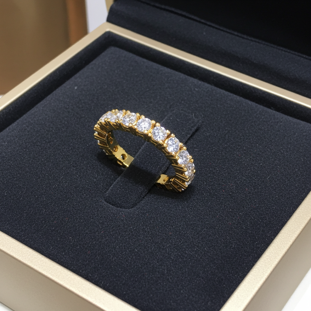Anello veretta certificato HRD in oro giallo 18k e  diamanti naturali 3,46 ct