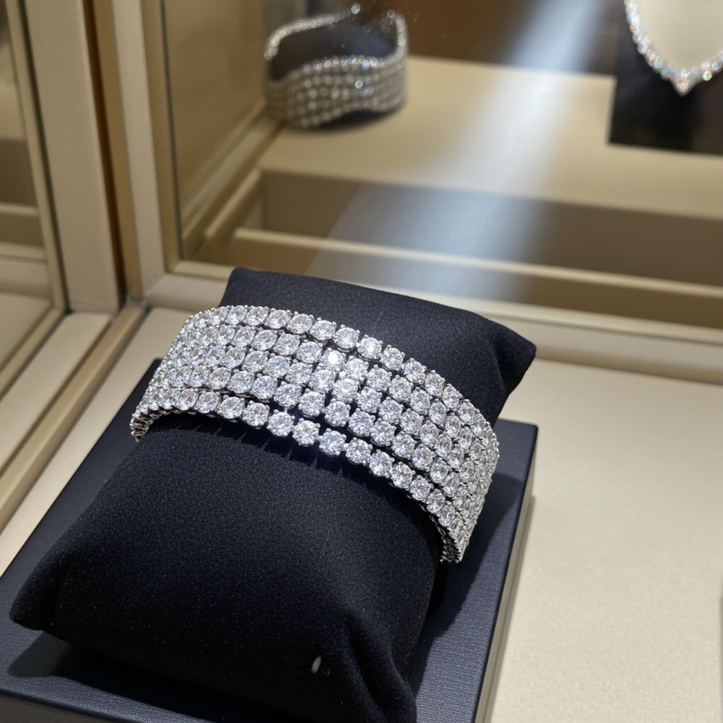 18k White Gold Tennis Bracelet with 41ct E F VVS/VS Natural Diamonds
