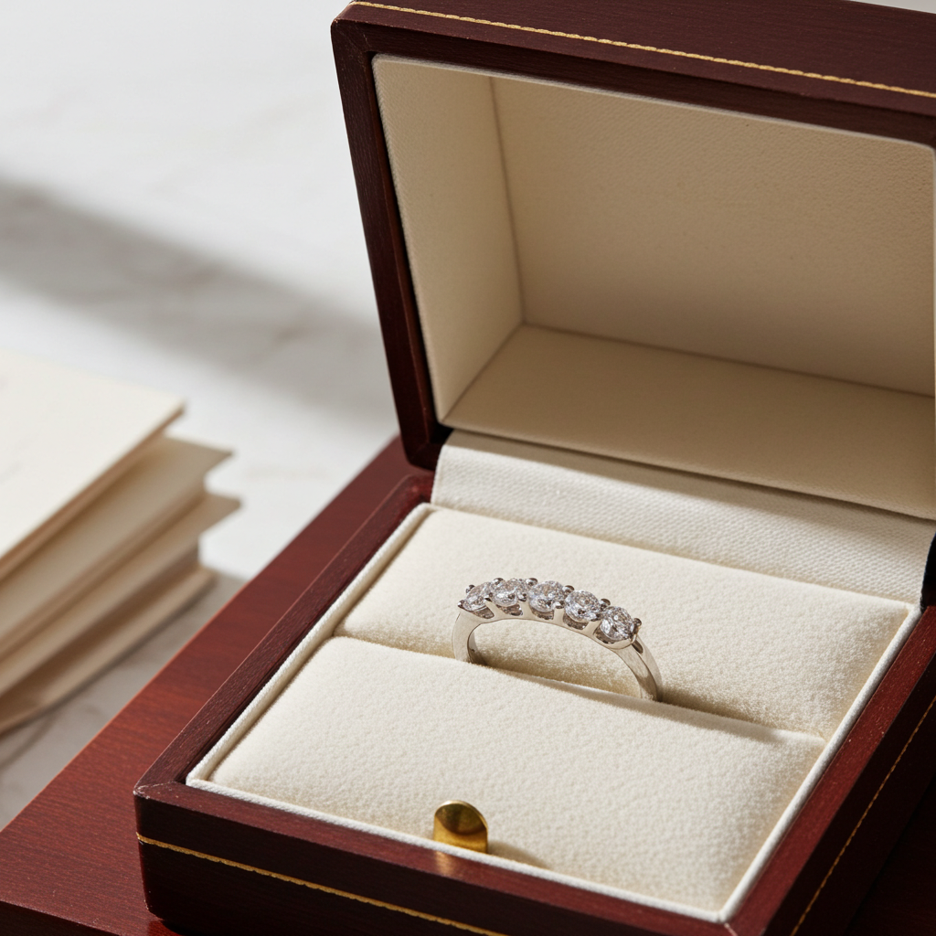 Anello Riviera -1.00 ct -  5 Diamanti Naturali