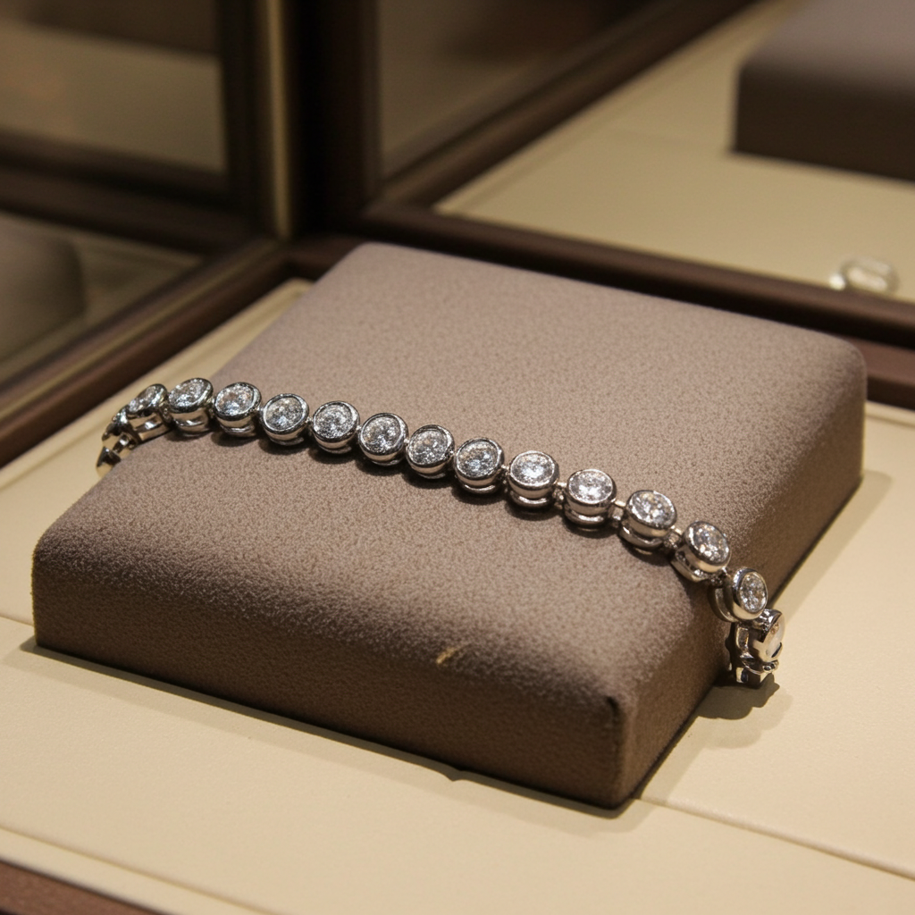 18k white gold tennis bracelet with onion-cut natural diamonds, 1.5 ct
