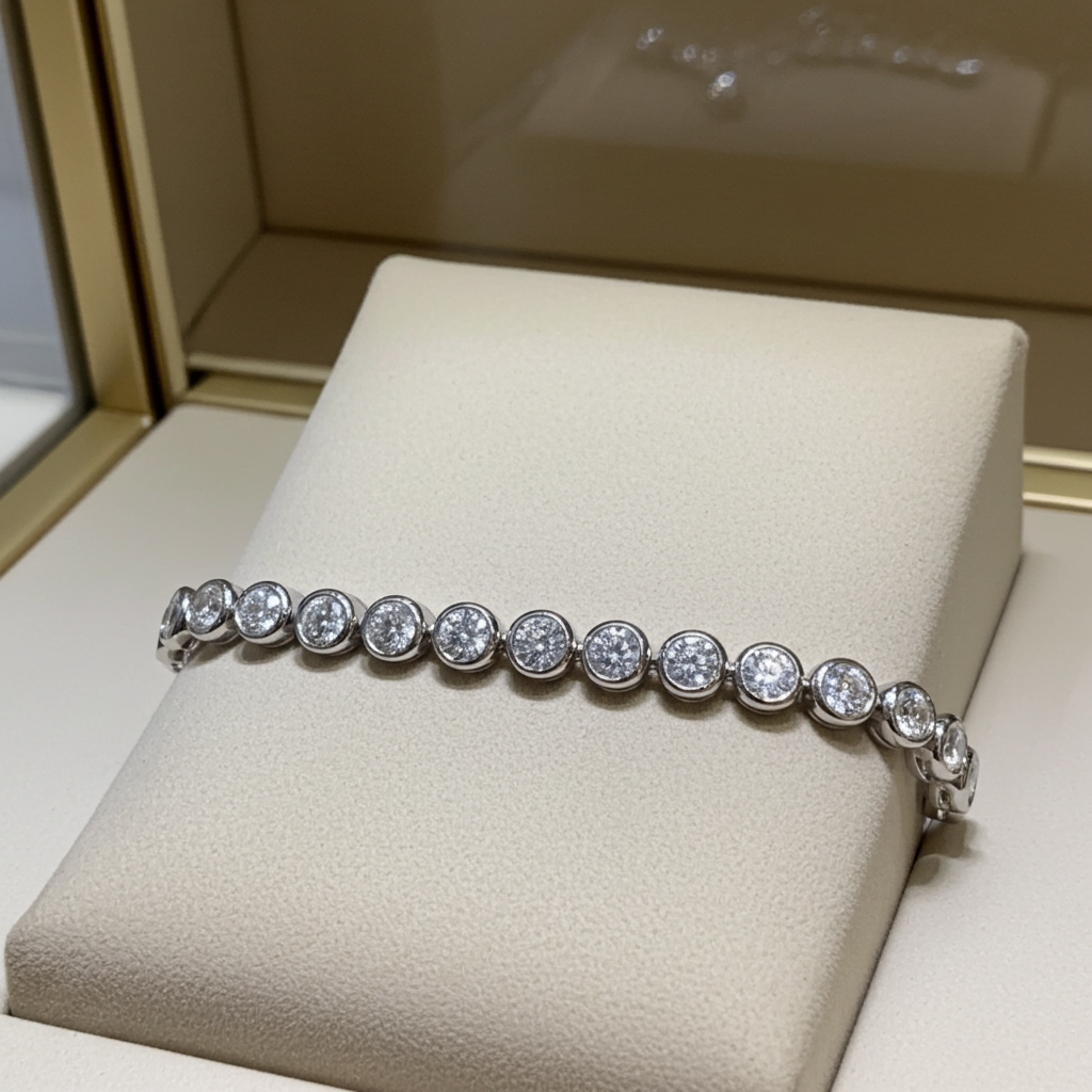 bracciale tennis a cipollina in oro bianco 18k e diamanti naturali 5,00ct