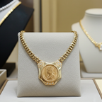 Collana in oro giallo 18k  con diamanti naturali 0.81 ct e sterline d'oro