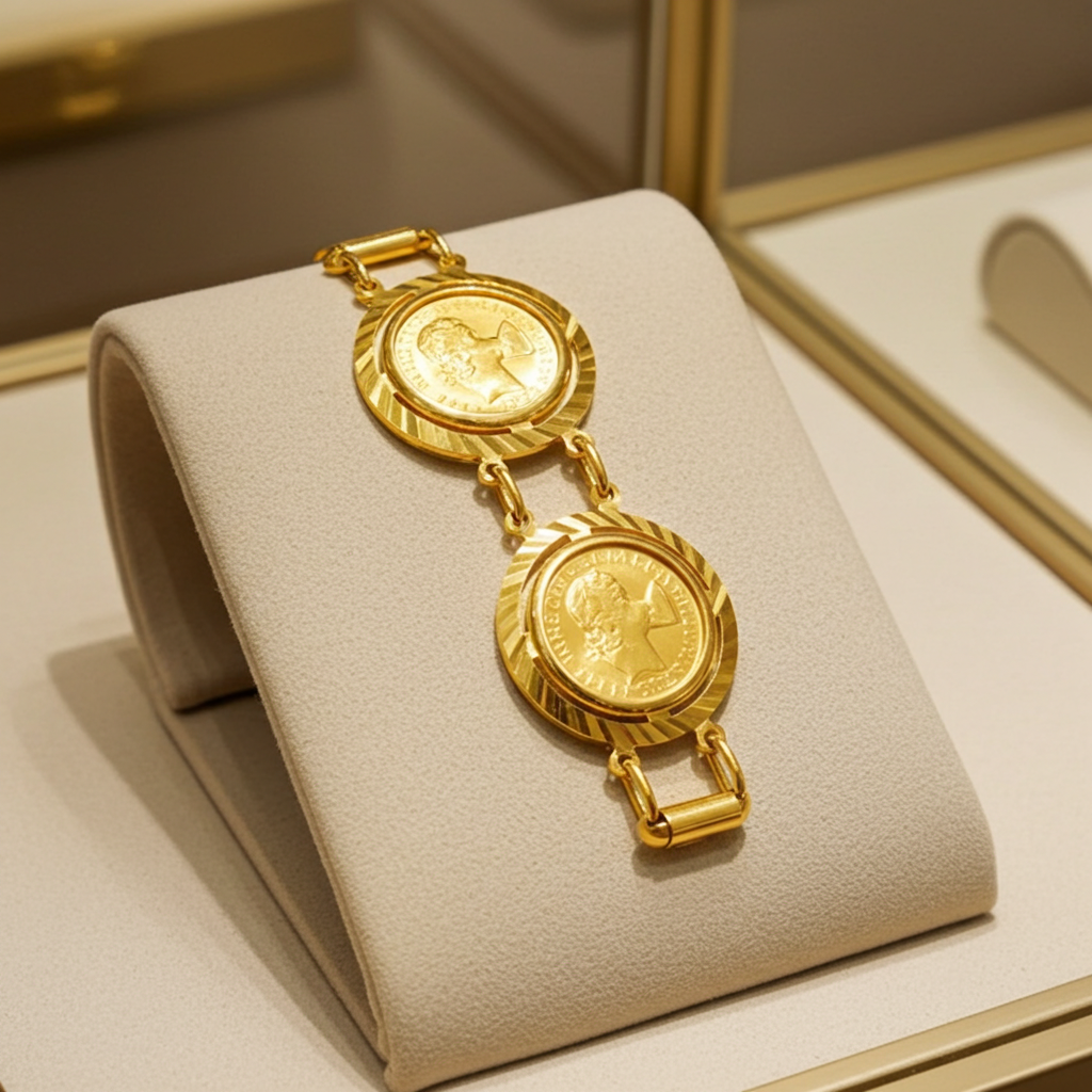 Bracciale in oro 22k con  5 sterline oro