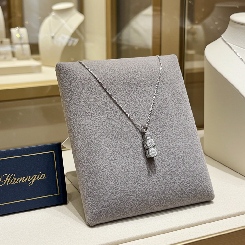 Collana con pendente trilogy con 0.75ct Diamanti Naturali  in oro bianco 18kt