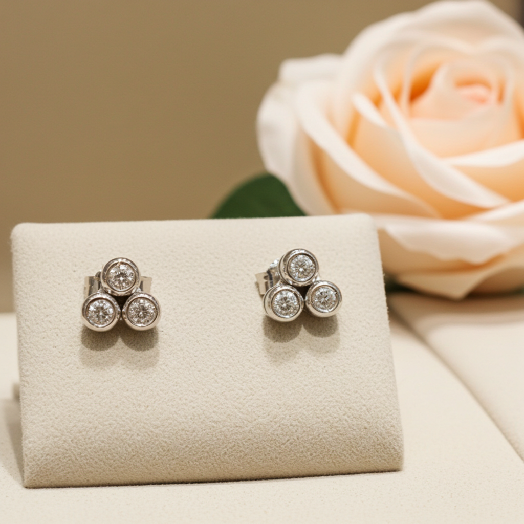 Orecchini Trilogy- 18 carati Oro bianco 0.90ct Diamante (Naturale) - Diamante