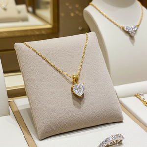 Ciondolo punto luce taglio cuore e diamante naturale 0,20 ct
