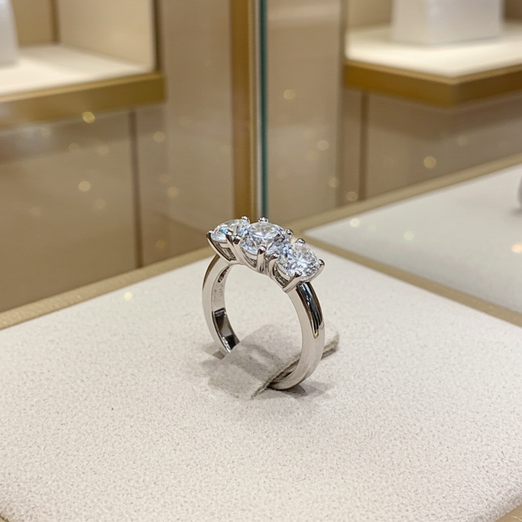 Anello trilogy , diamanti naturali 0.90ct certificato IGI D IF
