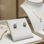 orecchini punto luce in oro bianco 18k e 2 diamanti naturali 0,90ct