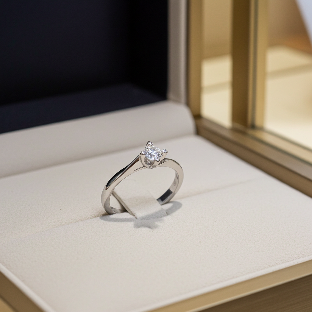 Anello solitario diamante naturale 0.25ct certificato IGI D IF