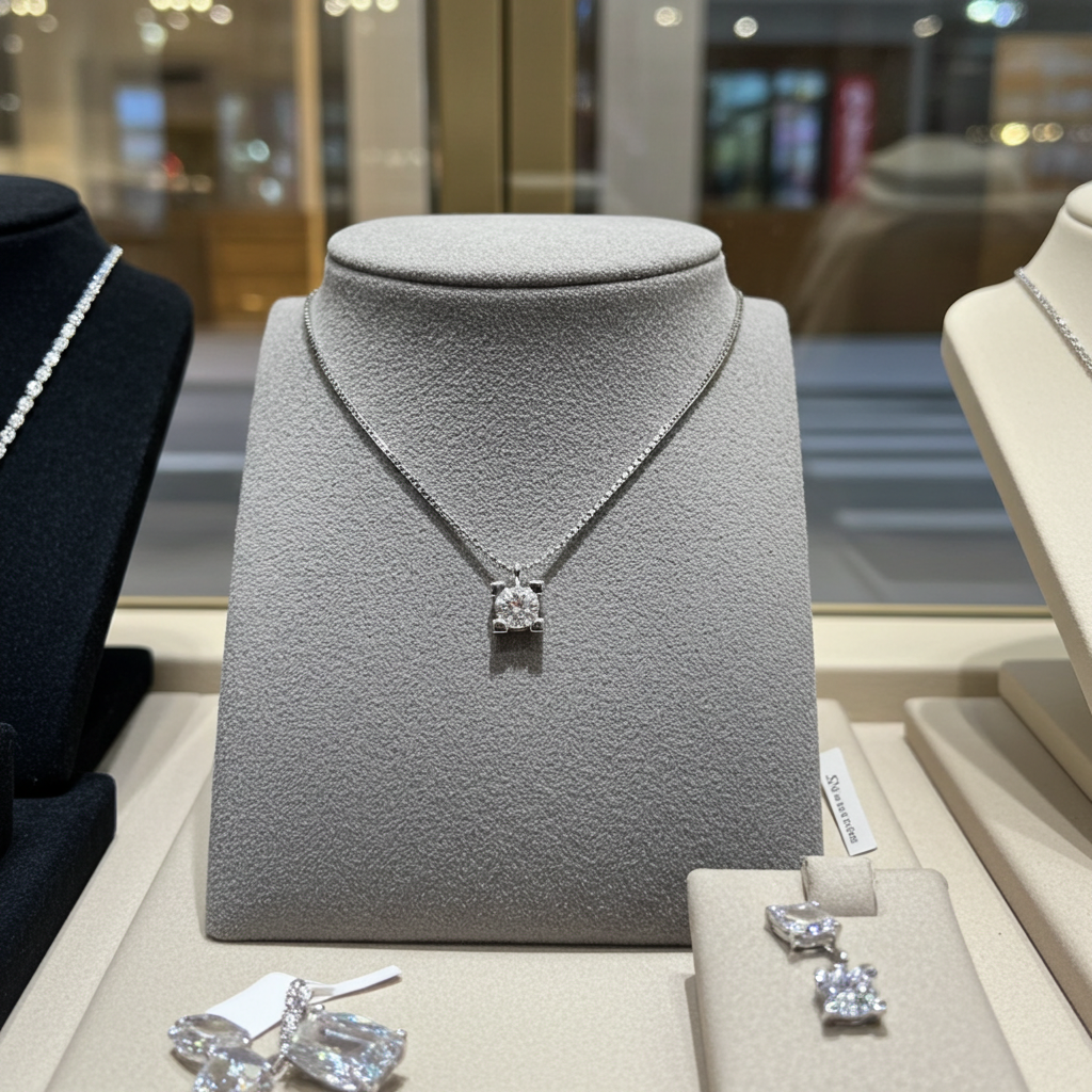 Collana punto luce certificato HRD in oro bianco con diamante naturale 0,25 ct