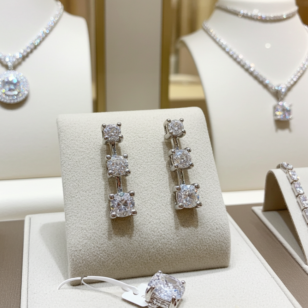 Orecchini punto luce trilogy in oro bianco e diamanti naturali 1.20ct