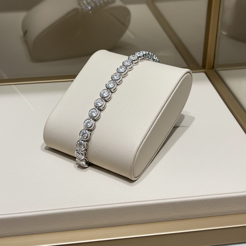 bracciale tennis a cipollina in oro bianco 18k e diamanti naturali 3,80ct