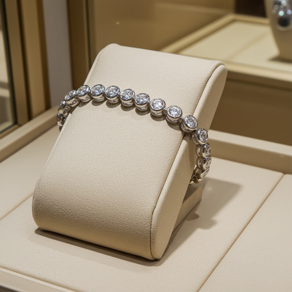 18k white gold tennis bracelet with onion-cut natural diamonds, 1.5 ct