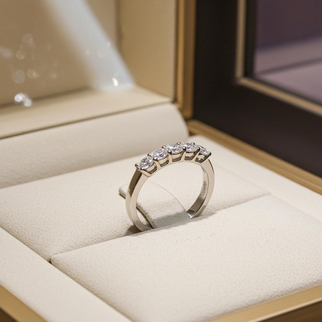 Anello Riviera -1.00 ct -  5 Diamanti Naturali