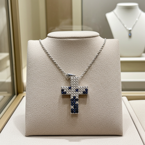Collana con ciondolo - 18 carati Oro bianco - 2.62ct. Cw. Zaffiro - Diamante