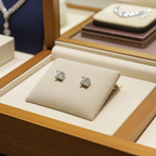 HRD certified solitaire earrings with 2 natural diamonds 0.09ct