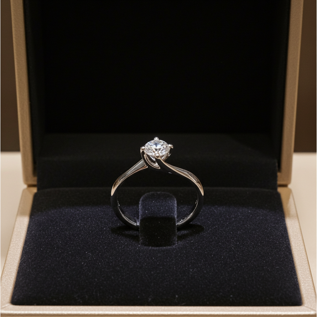 Anello solitario diamante naturale 0.45ct certificato IGI D IF