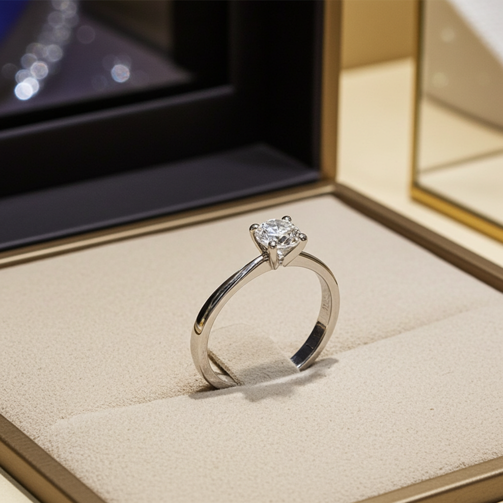 Anello Solitario - 18carati Oro bianco - 0.43ct. tw. Diamante (Naturale)