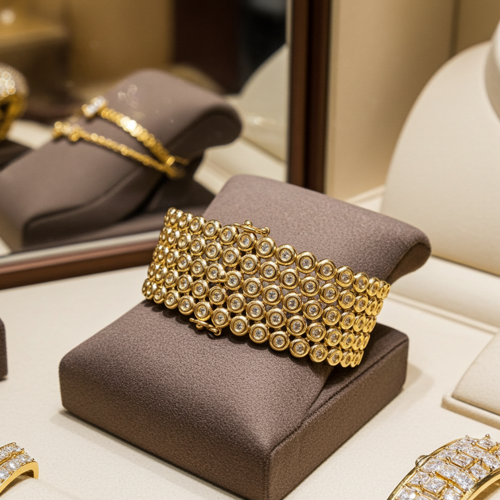 Bracciale tennis in oro giallo e diamanti naturali 25.20 ct