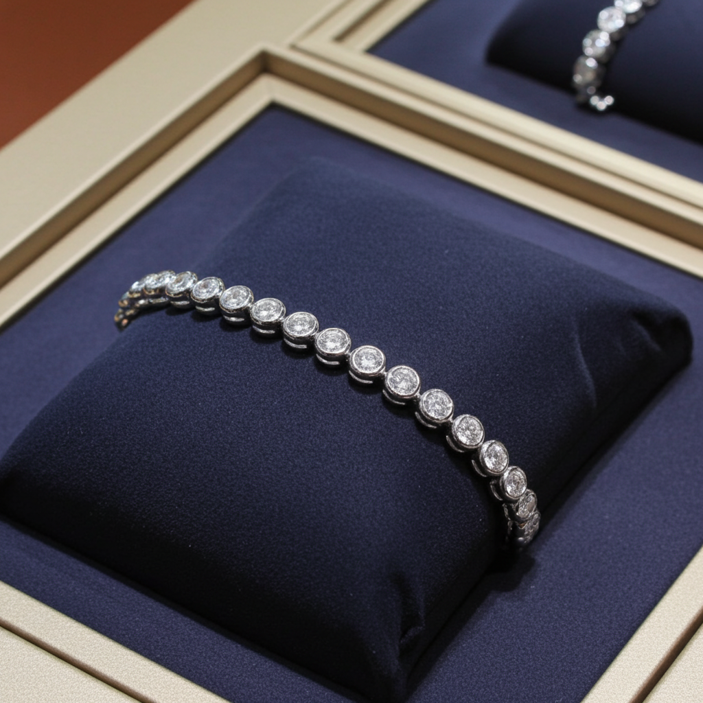 bracciale tennis a cipollina in oro bianco 18k e diamanti naturali 5,00ct