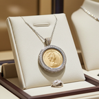 Collana con Ciondolo in oro con sterline 22k e diamanti naturali 1.10ct