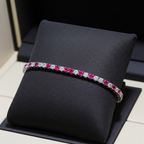Bracciale tennis - Oro Bianco 18k -  3,50 ct Diamante Naturale e Rubini