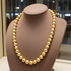 collana con oro giallo 18k e 1 fila di perla naturale australiane  38 cm
