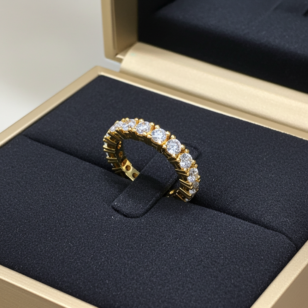 Anello veretta certificato HRD in oro giallo 18k e  diamanti naturali 3,46 ct