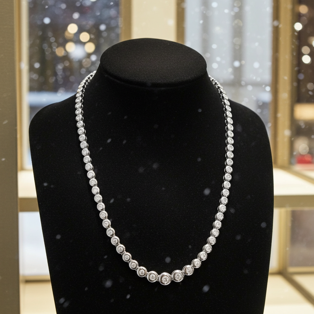 Collana tennis a cipollina in oro e diamanti naturali 6.40ct