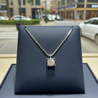 18k white gold square solitaire pendant with natural diamonds 0.10 ct