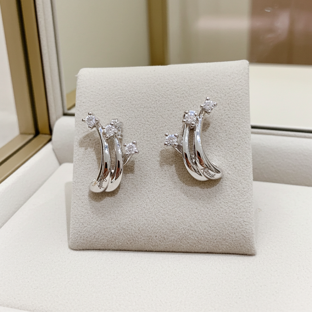 Orecchini Trilogy in Oro Bianco con 0.30ct Diamanti Naturali