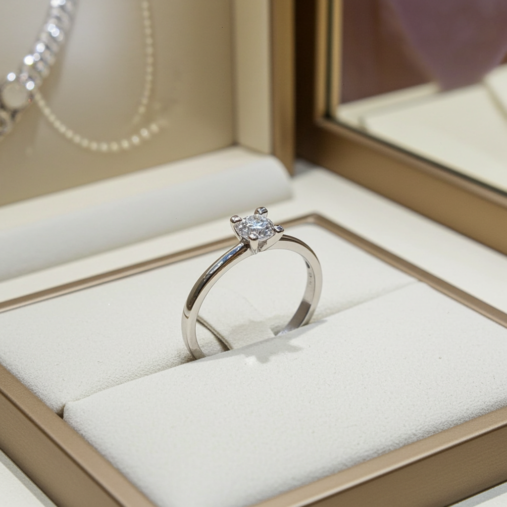 Anello solitario diamante naturale 0.20 ct certificato IGI D IF