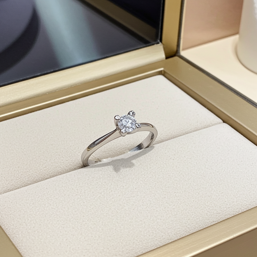 Anello solitario diamante naturale 0.20 ct certificato IGI D IF
