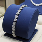 Bracciale Tennis Fiorellino in oro bianco 18k - 4,92 ct diamanti naturali D IF