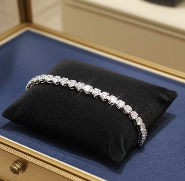 Bracciale Tennis Fiorellino in oro bianco 18K - 3,64 ct diamanti naturale D IF